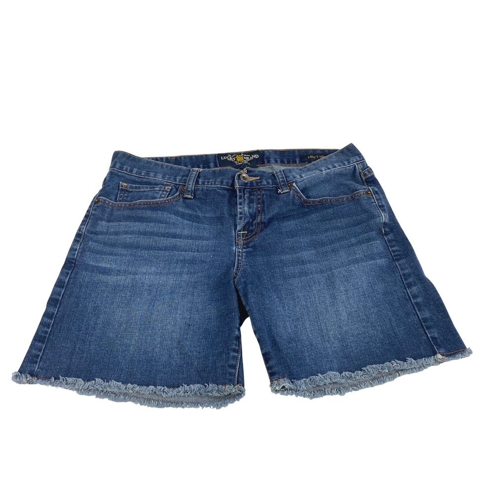 Lucky Brand Jean Shorts Womens 8 Abbey Short Raw Hem Medium Wash Denim 6" inseam